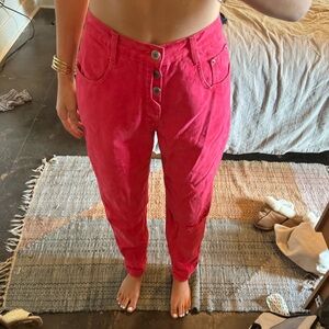 Vintage 80s Bonjour high waist led red button front jeans